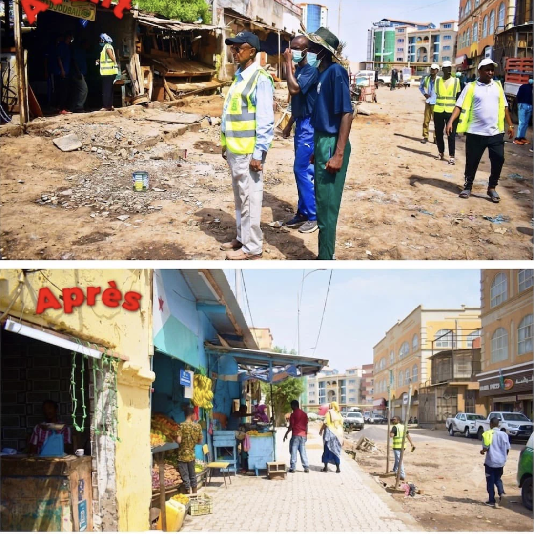 Travaux de la chaussée en centre ville de Djibouti